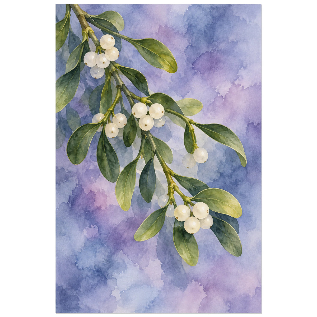 Affiche Aquarelle Gui perles d'hiver, illustration à effet aquarelle / lavis numérique verticale, format 60 × 90 cm