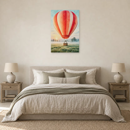 Affiche Aquarelle Montgolfière avant l'envol dans une chambre - Art Virtuoso