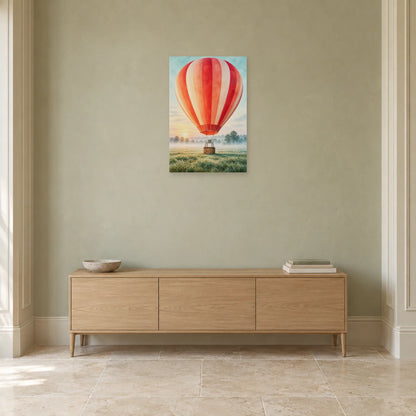 Affiche Aquarelle Montgolfière avant l'envol dans une entrée ou un couloir - Art Virtuoso