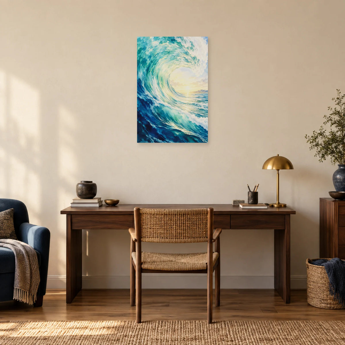 Affiche Aquarelle Vague lumière intérieure dans un bureau - Art Virtuoso