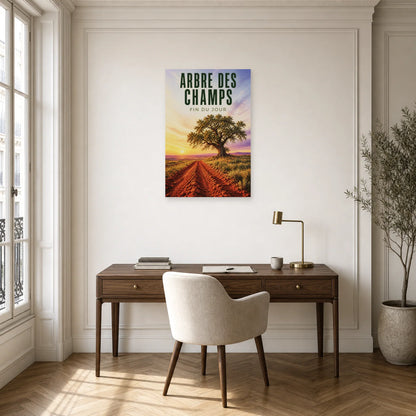 Affiche Arbre des champs - Fin du jour dans un bureau - Art Virtuoso