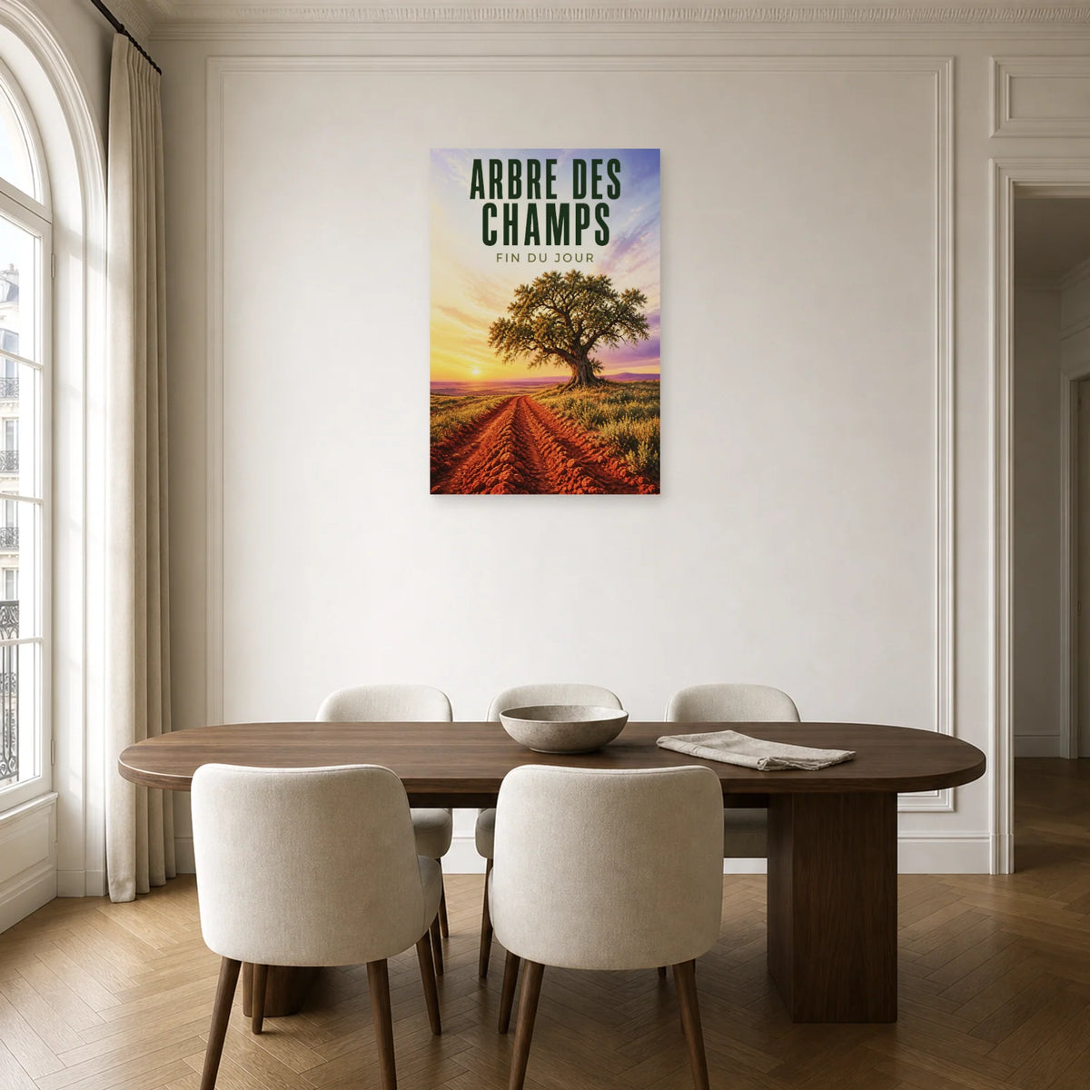 Affiche Arbre des champs - Fin du jour dans une salle à manger - Art Virtuoso