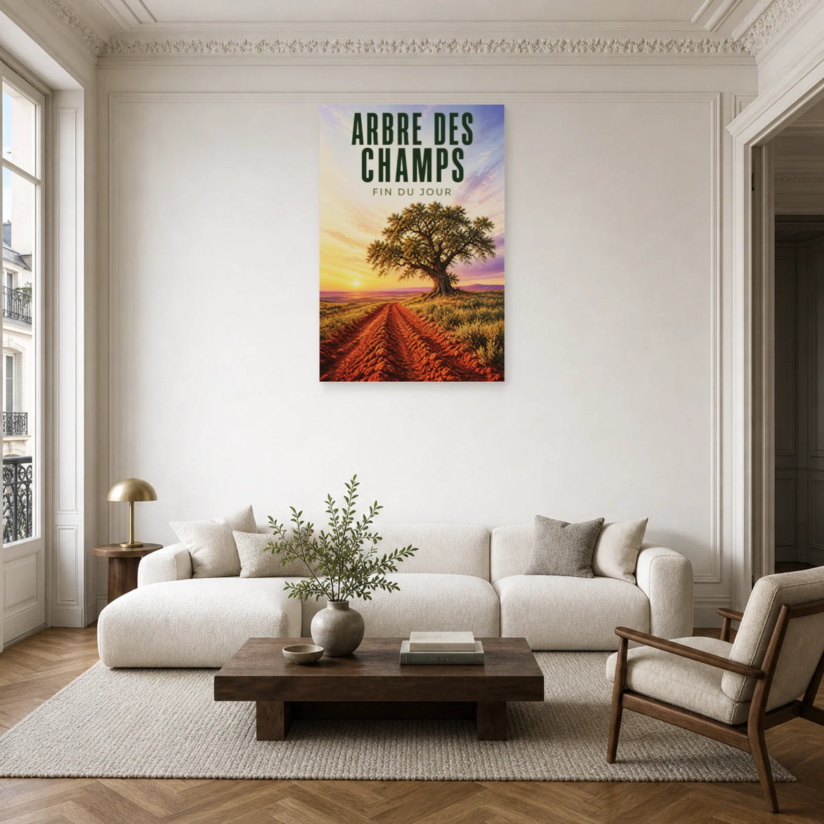 Affiche Arbre des champs - Fin du jour dans un salon - Art Virtuoso