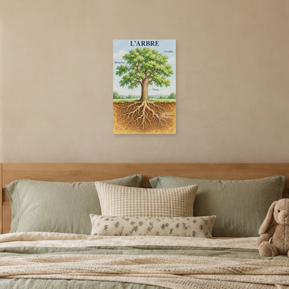 Affiche L'arbre - Des racines aux feuilles dans une chambre - Art Virtuoso