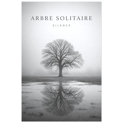 Affiche Arbre Solitaire – Silence, photographie minimaliste de paysage verticale, format 30 × 45 cm