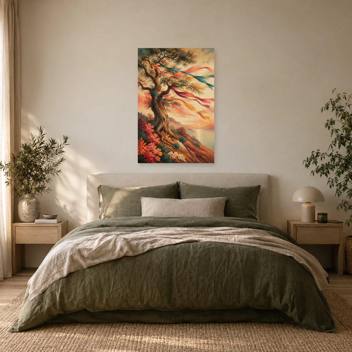 Affiche Arbre aux souhaits – Rubans du vent dans une chambre - Art Virtuoso