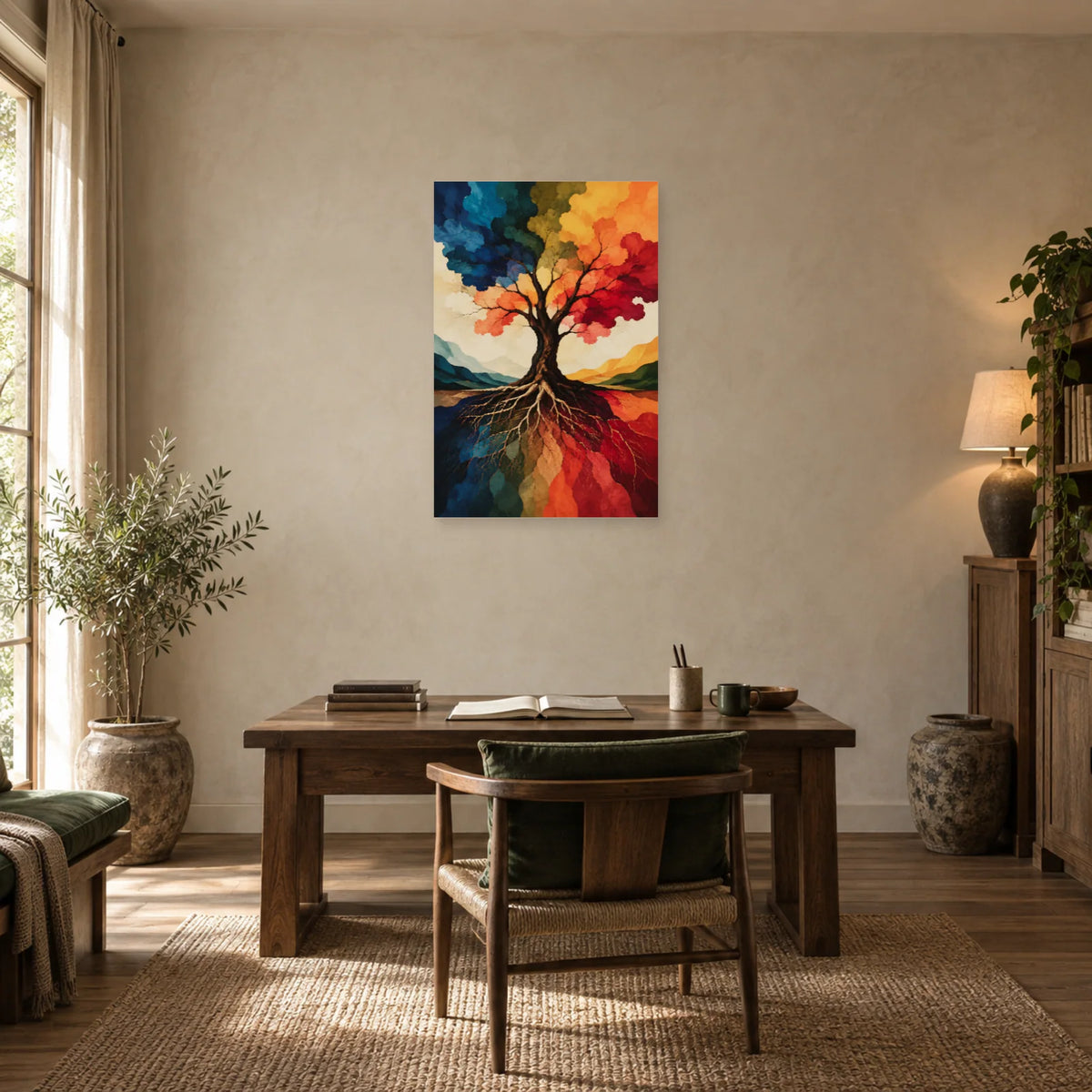 Affiche Arbre de vie – Canopée abstraite dans un bureau - Art Virtuoso
