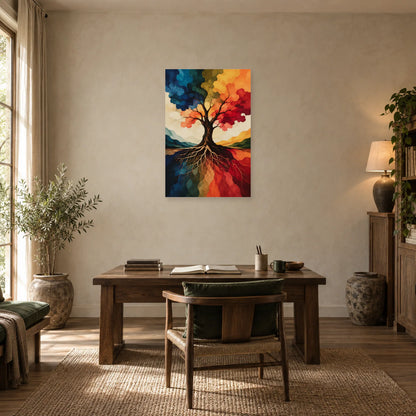 Affiche Arbre de vie – Canopée abstraite dans un bureau - Art Virtuoso