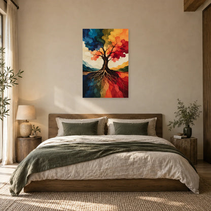 Affiche Arbre de vie – Canopée abstraite dans une chambre - Art Virtuoso