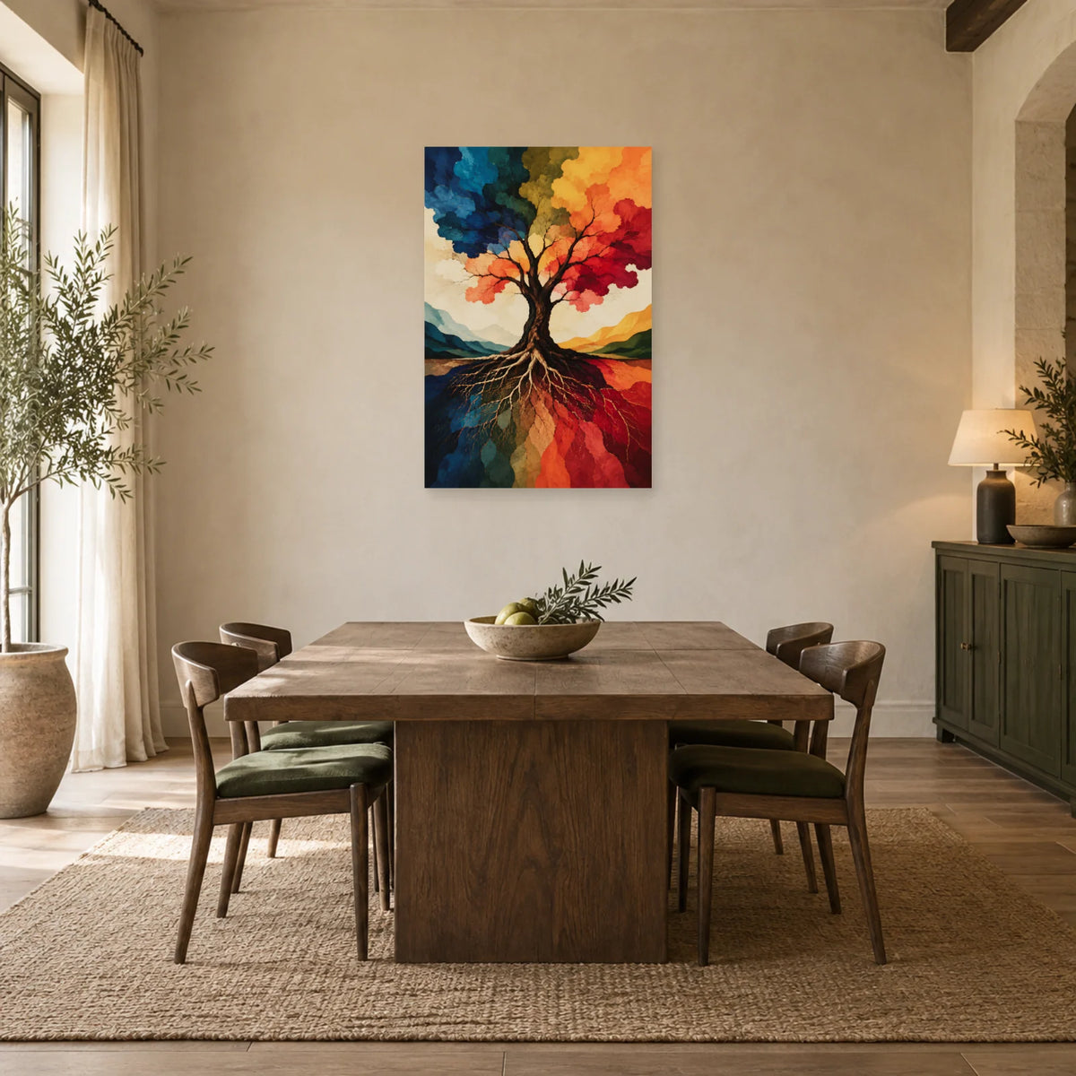 Affiche Arbre de vie – Canopée abstraite dans une salle à manger - Art Virtuoso