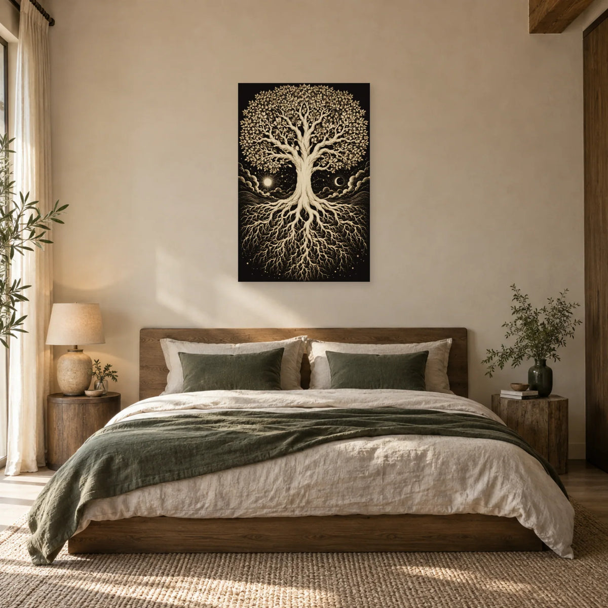 Affiche Arbre de vie – Racines d'ivoire dans une chambre - Art Virtuoso