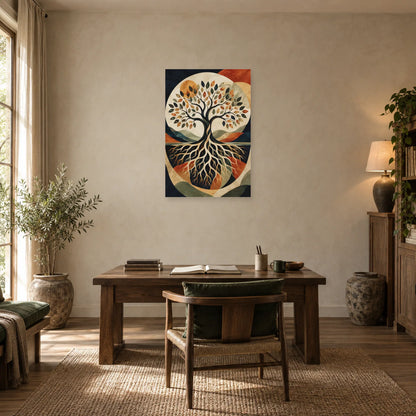 Affiche Arbre de vie – Équilibre des racines dans un bureau - Art Virtuoso