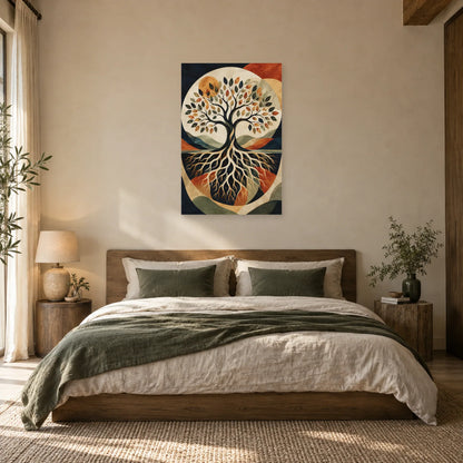 Affiche Arbre de vie – Équilibre des racines dans une chambre - Art Virtuoso