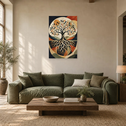 Affiche Arbre de vie – Équilibre des racines dans un salon - Art Virtuoso