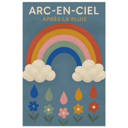 Affiche Arc-en-Ciel – Après la Pluie, gouache contemporaine verticale, format 30 × 45 cm