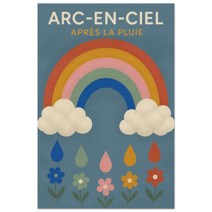 Affiche Arc-en-Ciel – Après la Pluie, gouache contemporaine verticale, format 40 × 60 cm