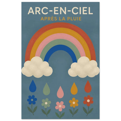 Affiche Arc-en-Ciel – Après la Pluie, gouache contemporaine verticale, format 60 × 90 cm