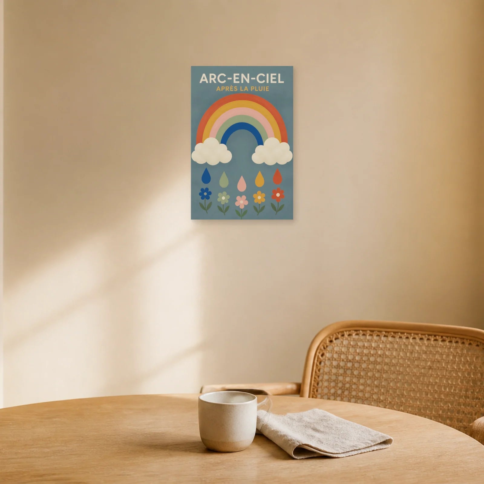 Affiche Arc-en-Ciel – Après la Pluie dans une salle à manger - Art Virtuoso
