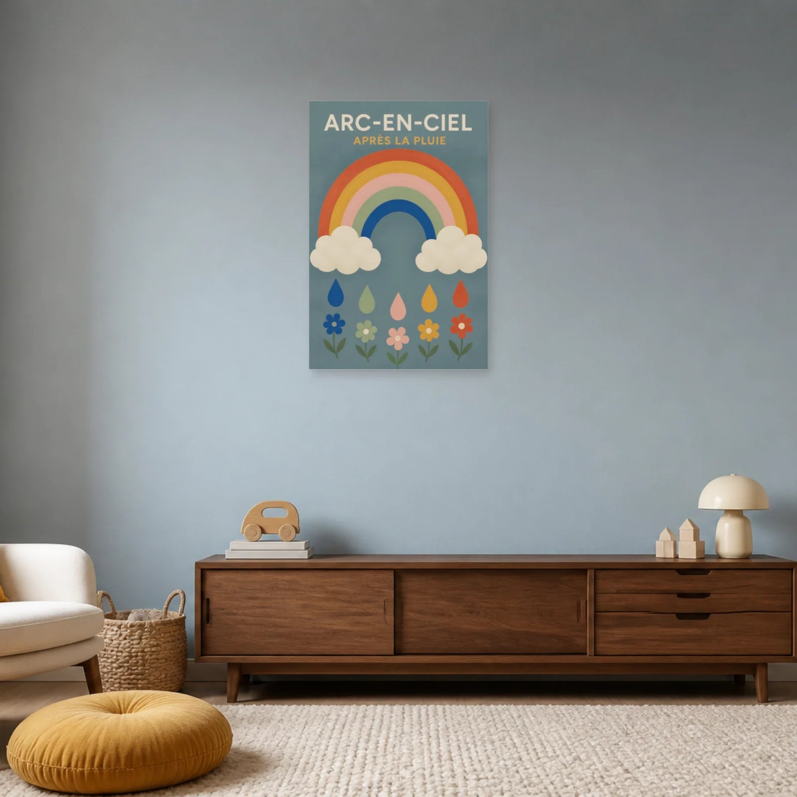 Affiche Arc-en-Ciel – Après la Pluie dans un salon - Art Virtuoso