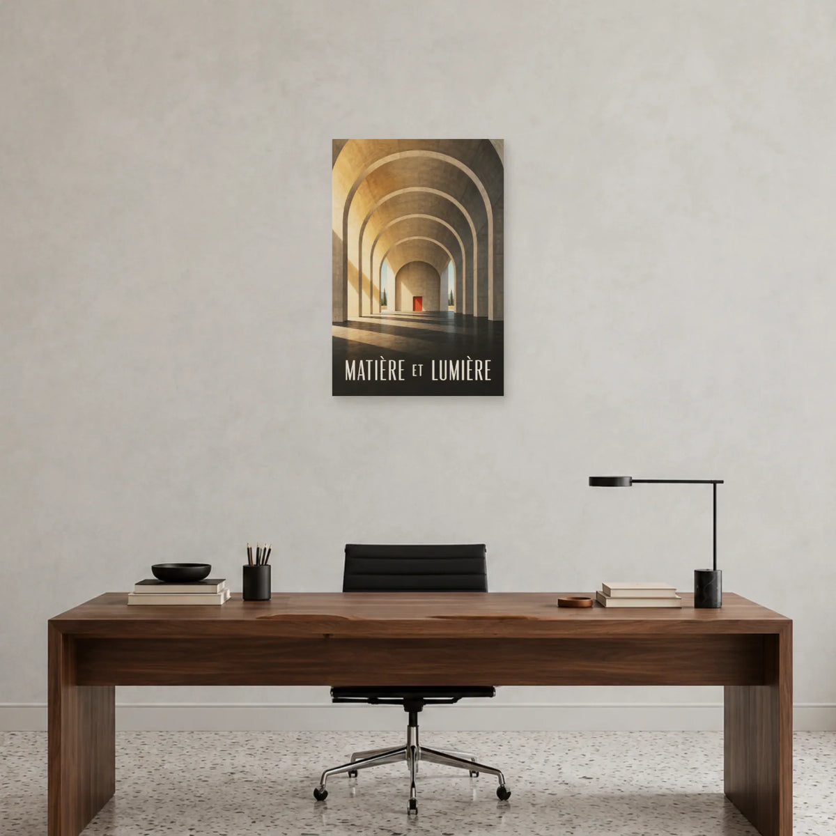 Affiche architecture béton et halle voûtée dans un bureau - Art Virtuoso