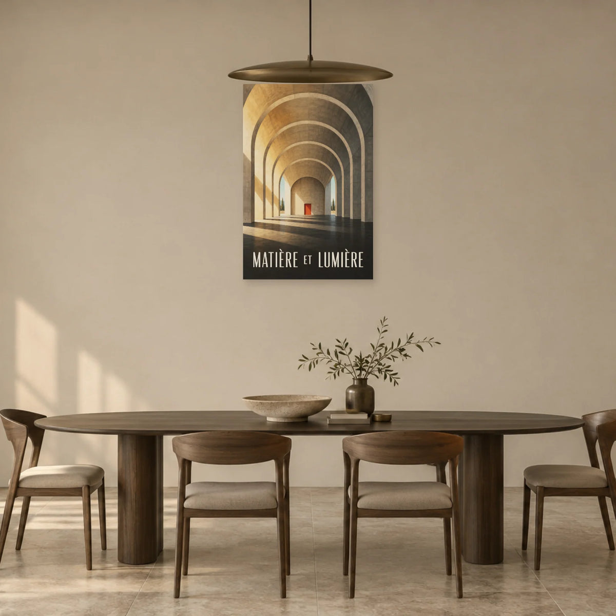 Affiche architecture béton et halle voûtée dans une salle à manger - Art Virtuoso