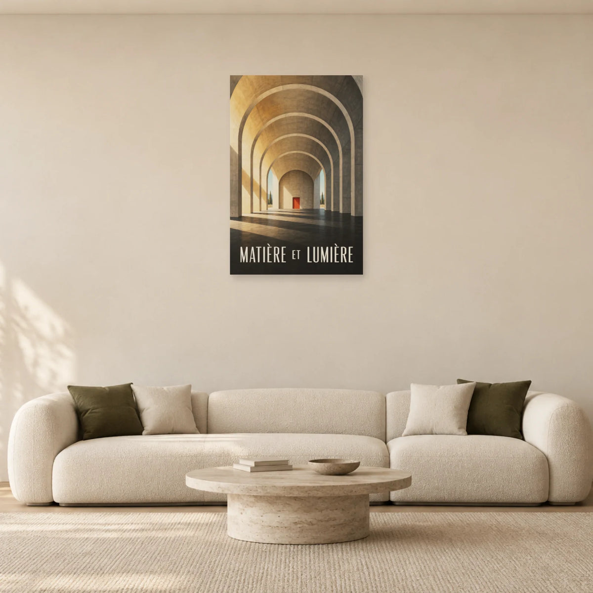 Affiche architecture béton et halle voûtée dans un salon - Art Virtuoso