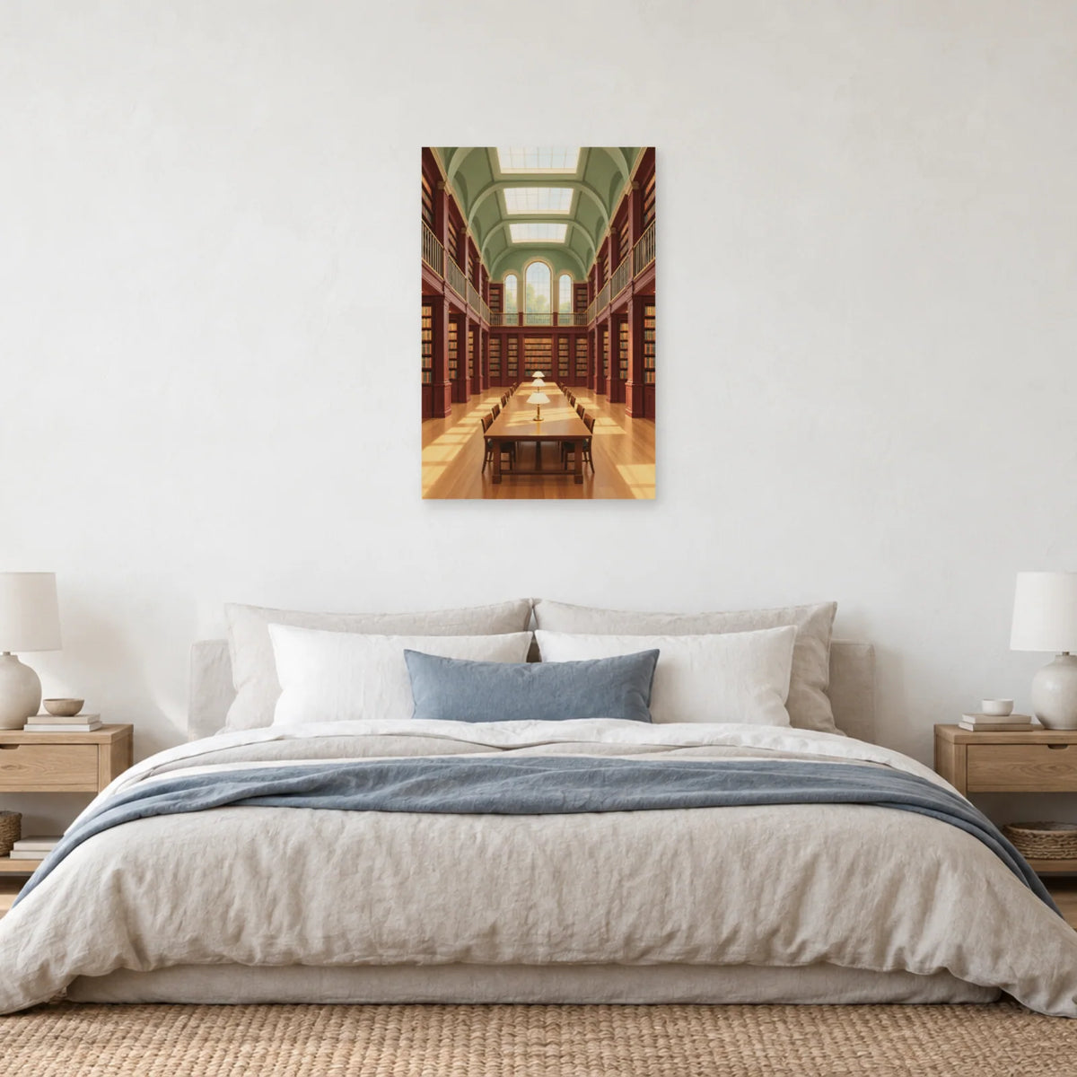 Affiche architecture bibliothèque et grandes nefs dans une chambre - Art Virtuoso