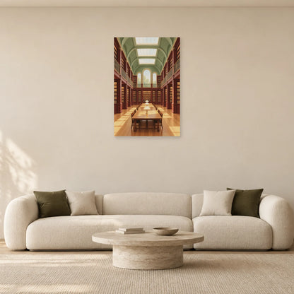 Affiche architecture bibliothèque et grandes nefs dans un salon - Art Virtuoso