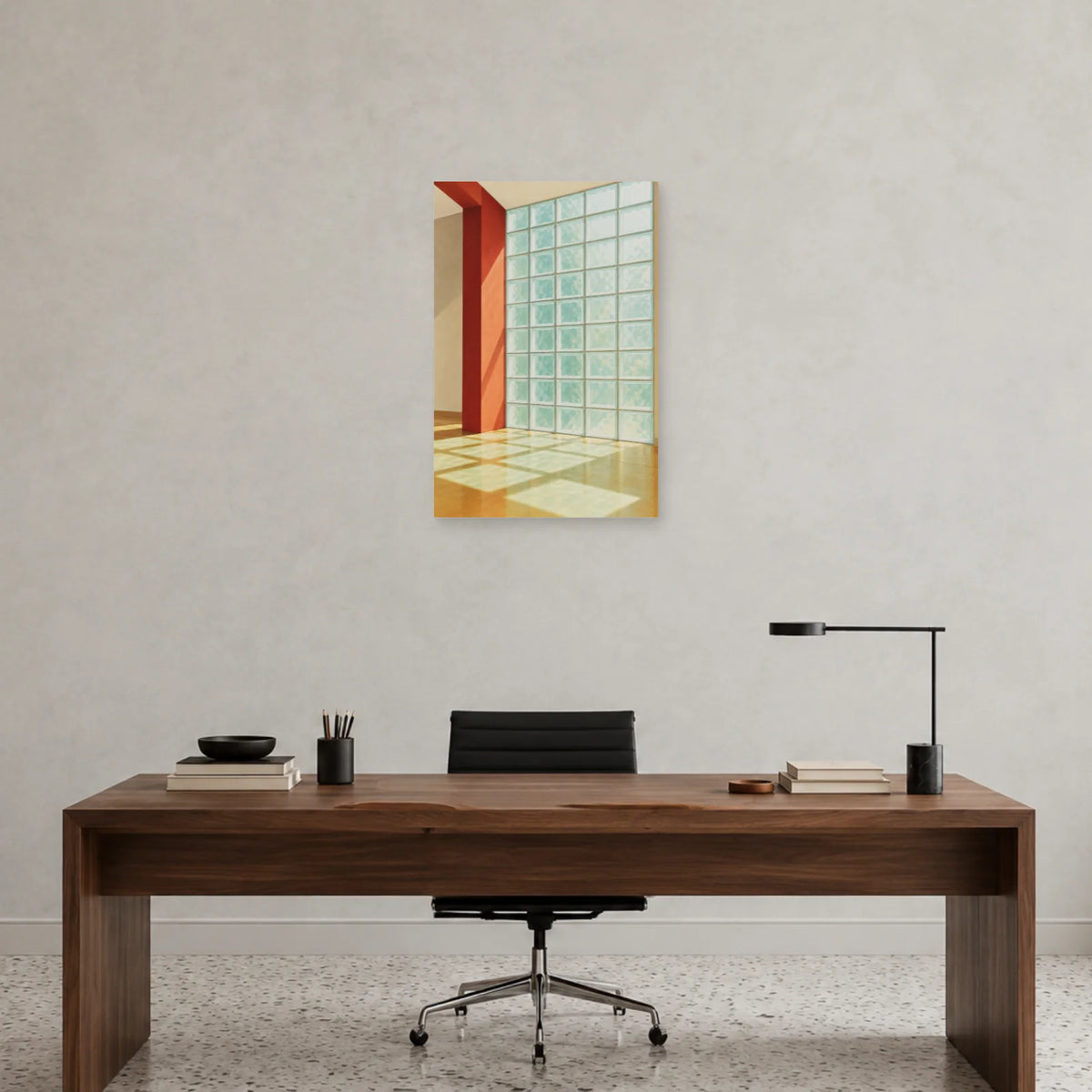Affiche architecture briques de verre dans un bureau - Art Virtuoso