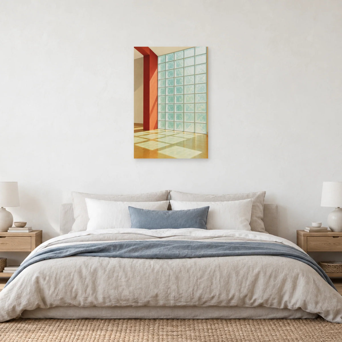 Affiche architecture briques de verre dans une chambre - Art Virtuoso