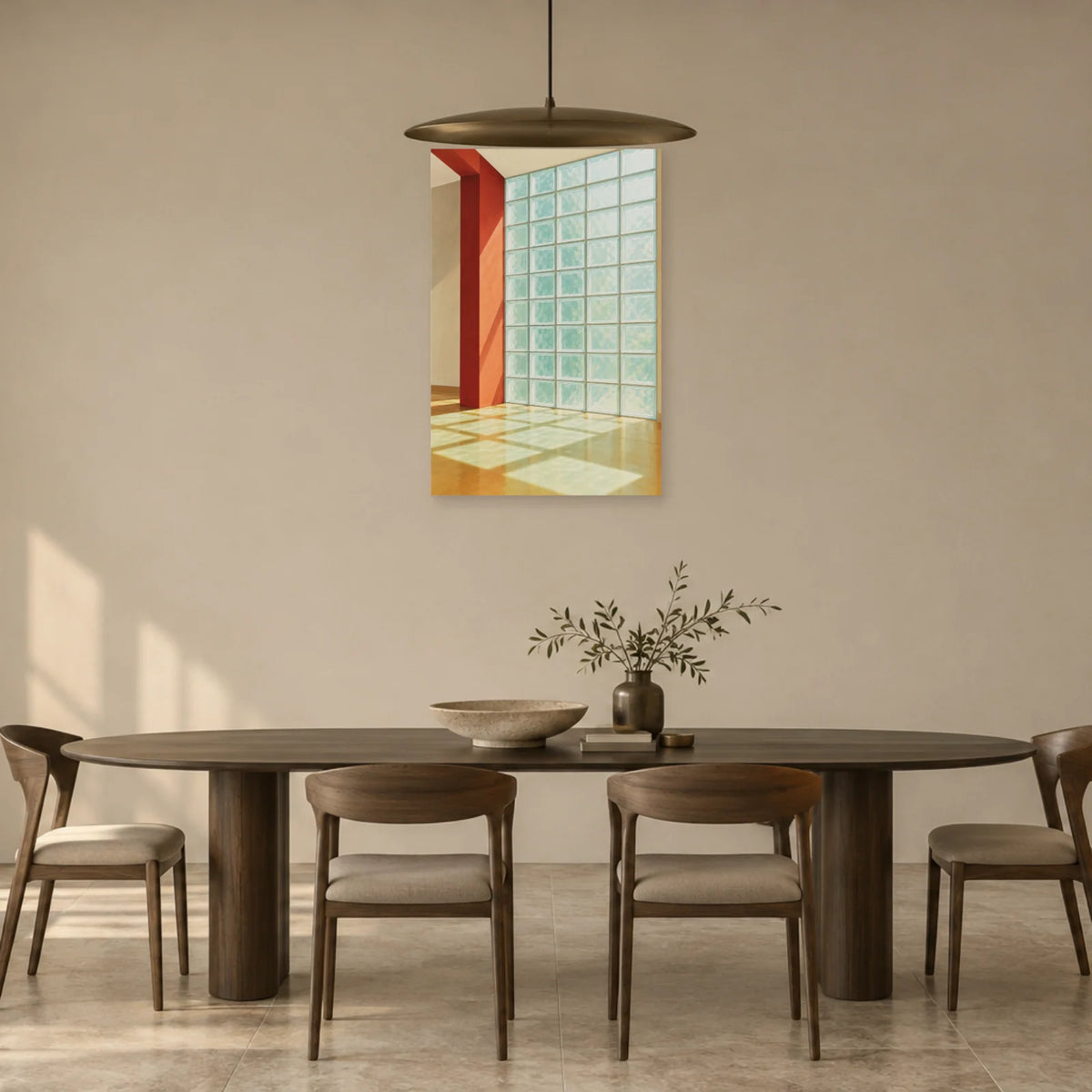 Affiche architecture briques de verre dans une salle à manger - Art Virtuoso