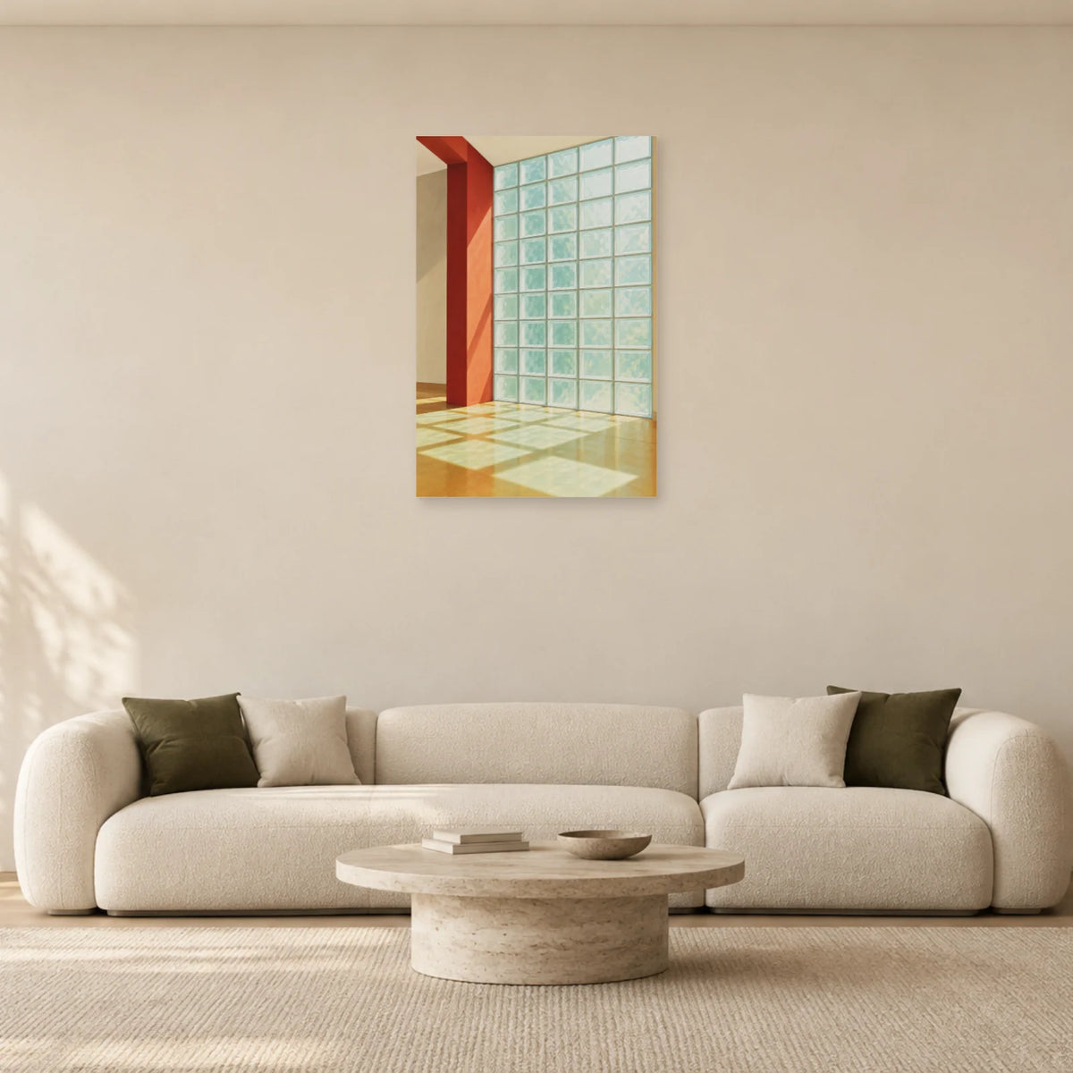 Affiche architecture briques de verre dans un salon - Art Virtuoso