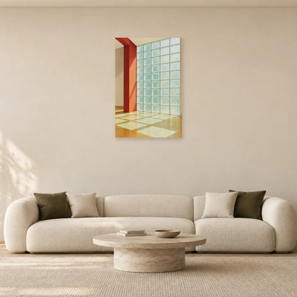 Affiche architecture briques de verre dans un salon - Art Virtuoso