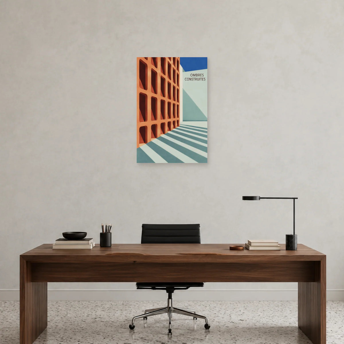 Affiche architecture claustra en terre cuite dans un bureau - Art Virtuoso