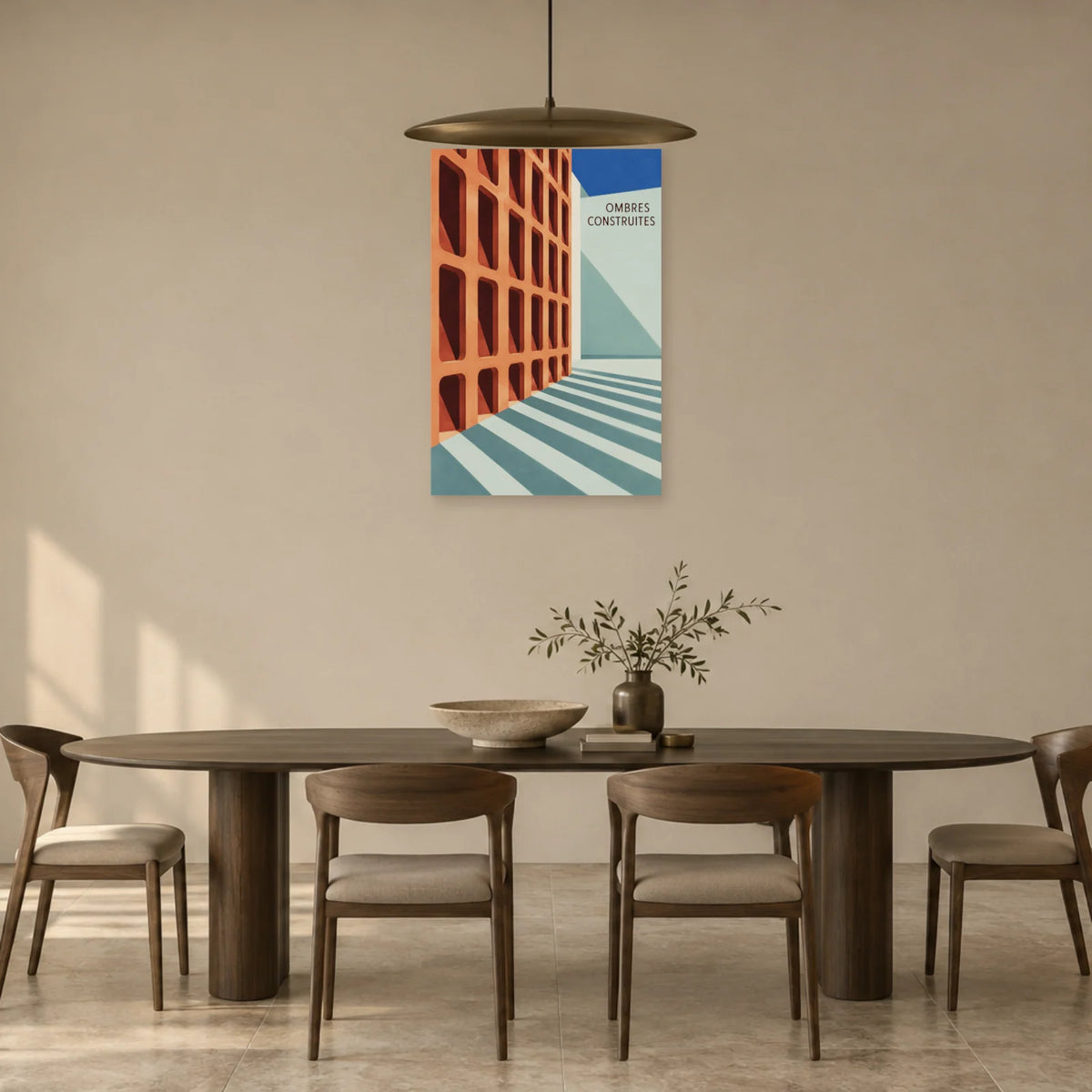 Affiche architecture claustra en terre cuite dans une salle à manger - Art Virtuoso