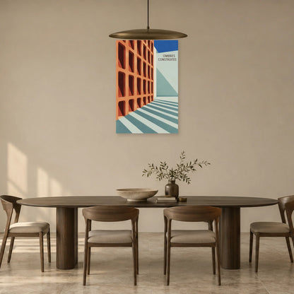 Affiche architecture claustra en terre cuite dans une salle à manger - Art Virtuoso