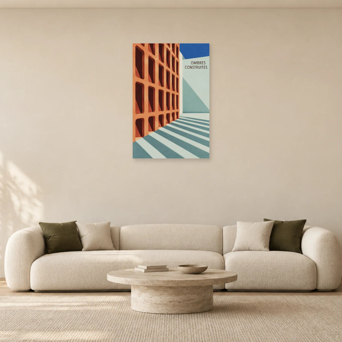 Affiche architecture claustra en terre cuite dans un salon - Art Virtuoso