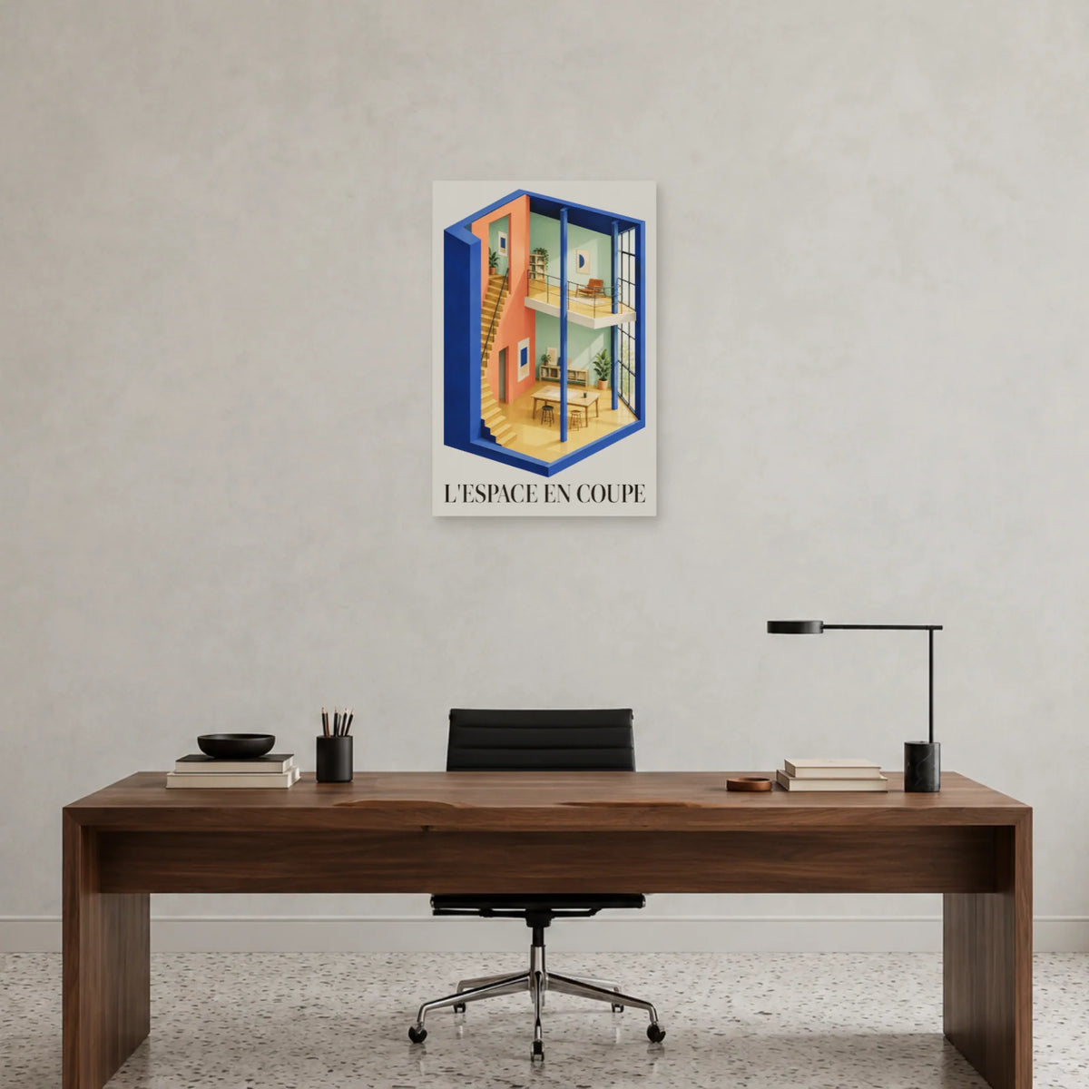 Affiche architecture coupe d'atelier dans un bureau - Art Virtuoso