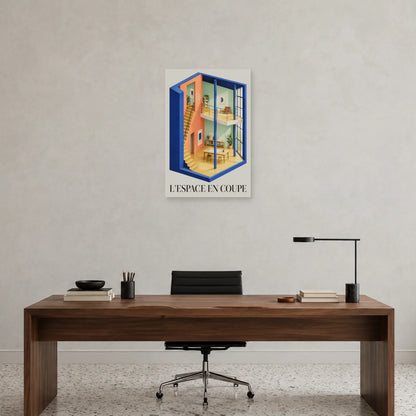 Affiche architecture coupe d'atelier dans un bureau - Art Virtuoso