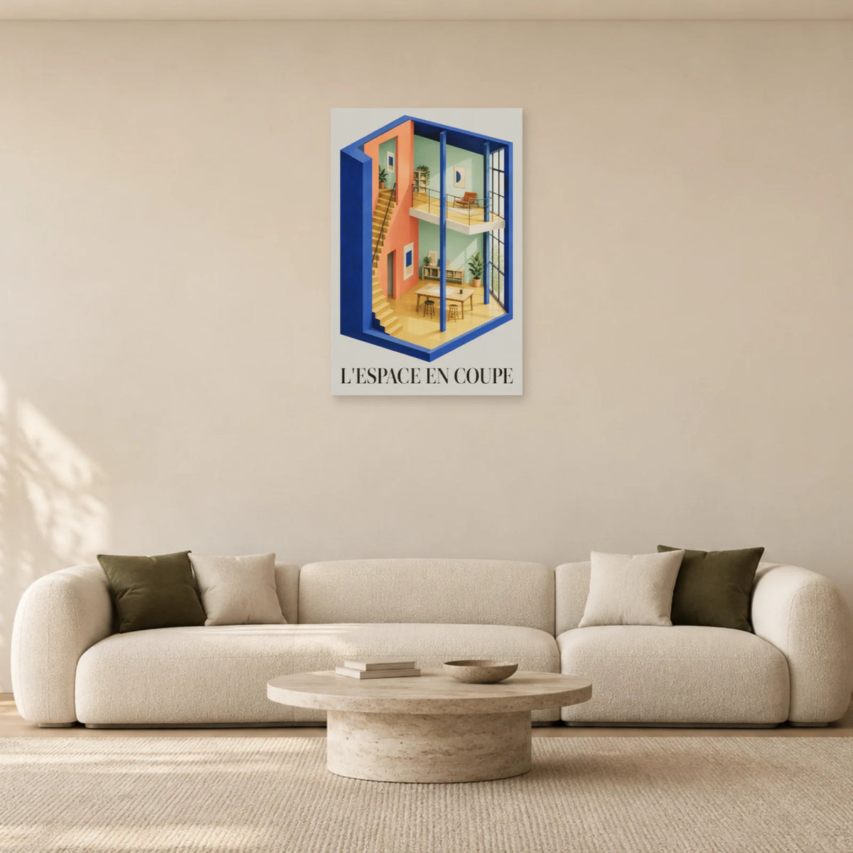 Affiche architecture coupe d'atelier dans un salon - Art Virtuoso