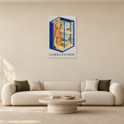 Affiche architecture coupe d'atelier dans un salon - Art Virtuoso