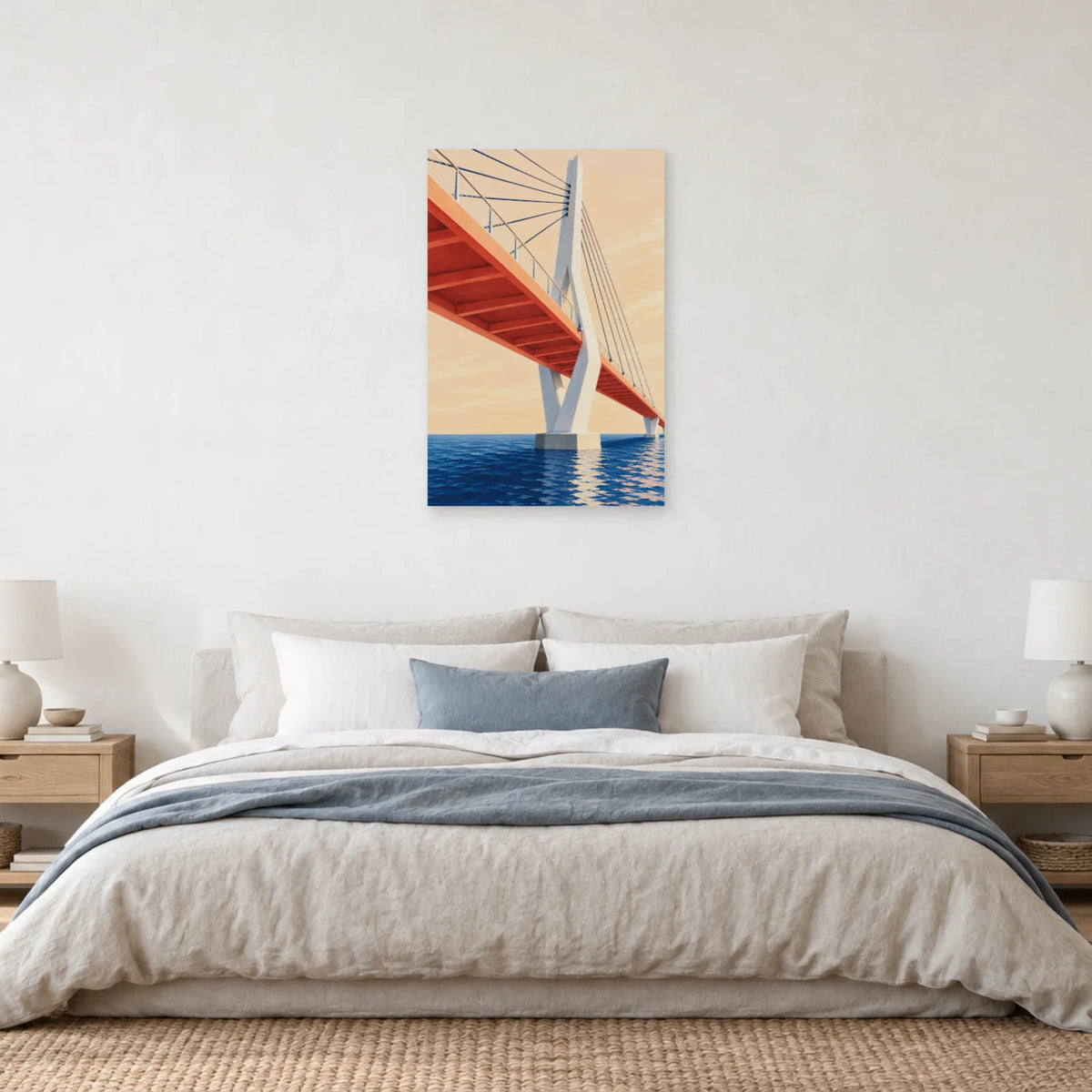 Affiche architecture passerelle à haubans dans une chambre - Art Virtuoso