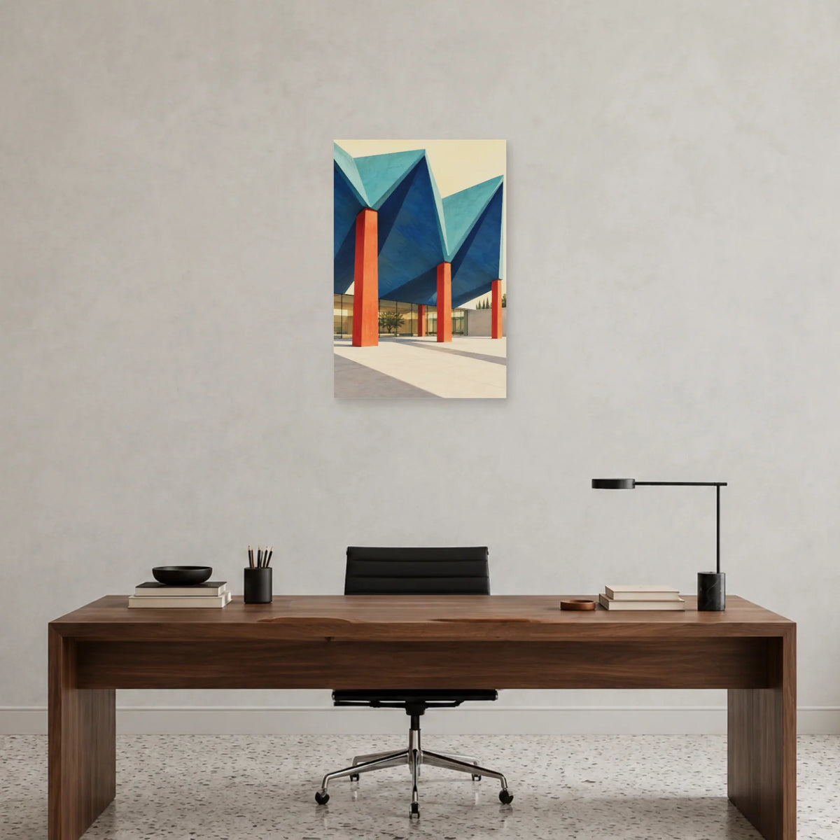 Affiche architecture toiture en plis dans un bureau - Art Virtuoso