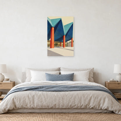 Affiche architecture toiture en plis dans une chambre - Art Virtuoso