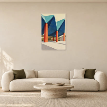 Affiche architecture toiture en plis dans un salon - Art Virtuoso