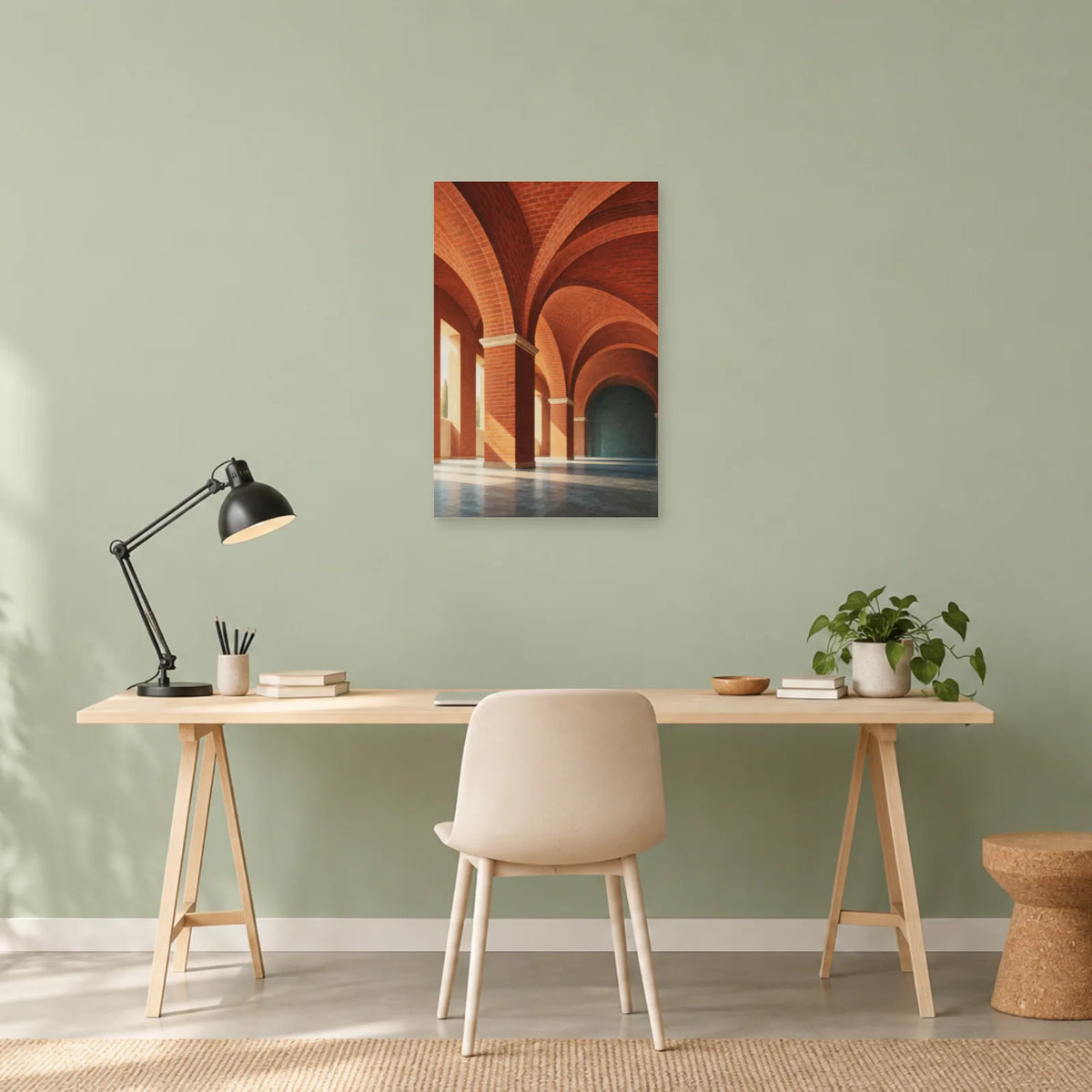 Affiche architecture voûtes de brique dans un bureau - Art Virtuoso