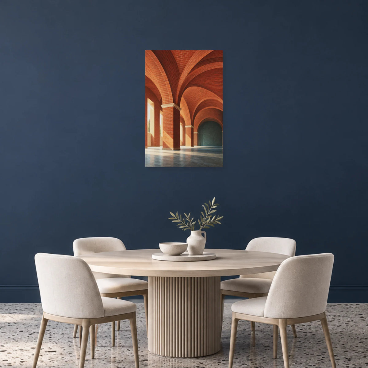 Affiche architecture voûtes de brique dans une salle à manger - Art Virtuoso