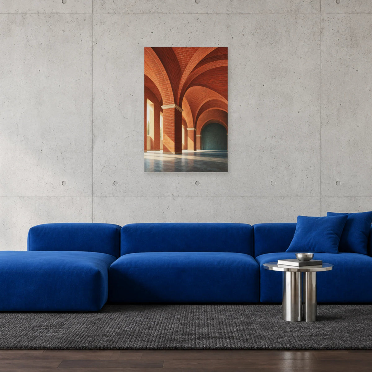 Affiche architecture voûtes de brique dans un salon - Art Virtuoso