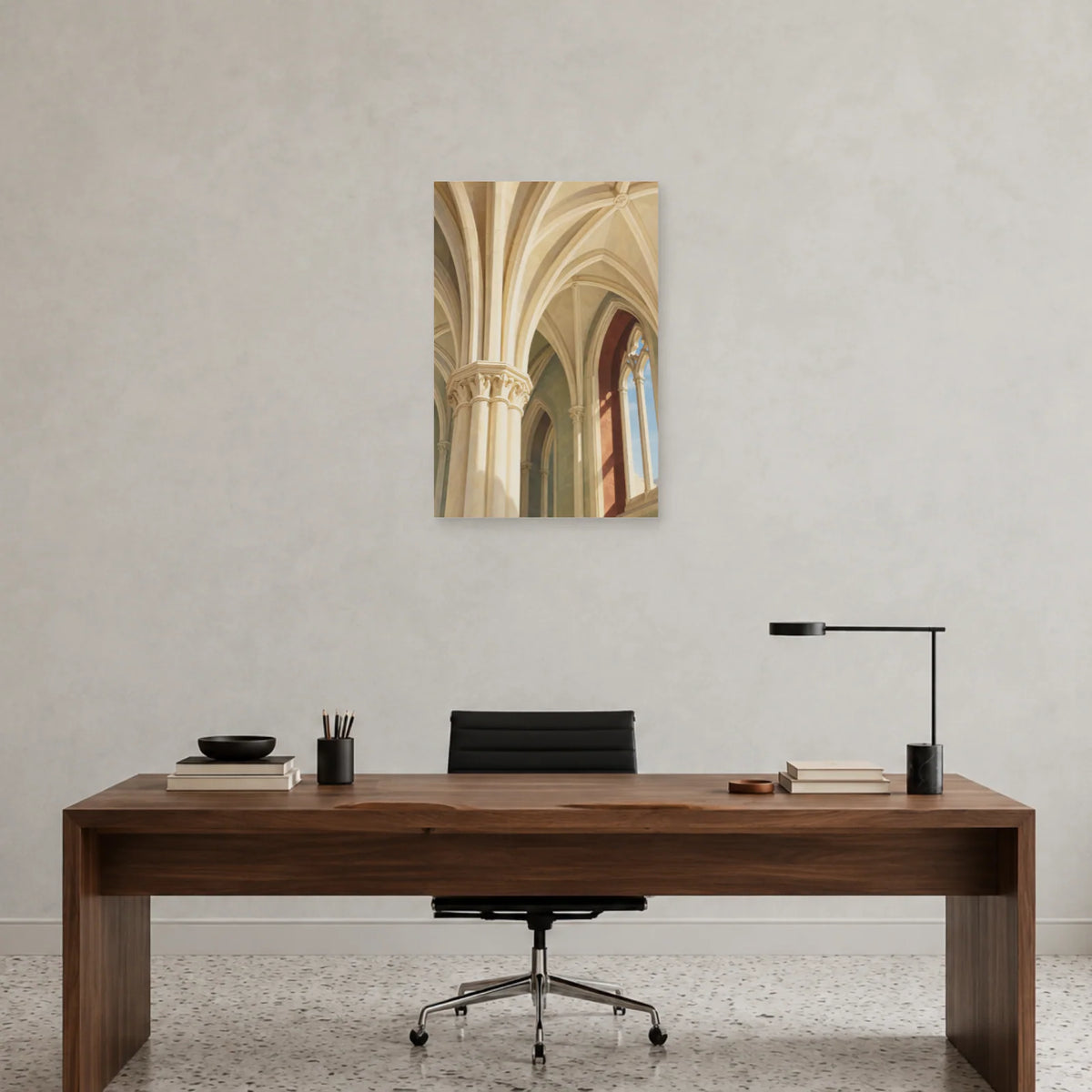 Affiche architecture voûtes nervurées dans un bureau - Art Virtuoso