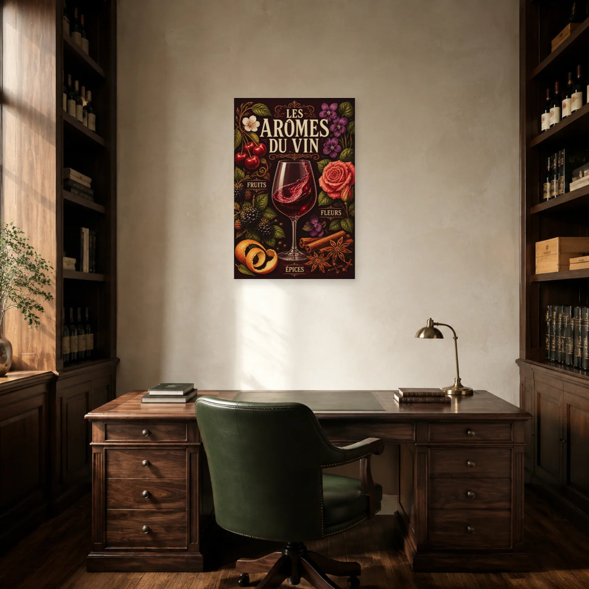 Affiche Les arômes du vin dans un bureau - Art Virtuoso